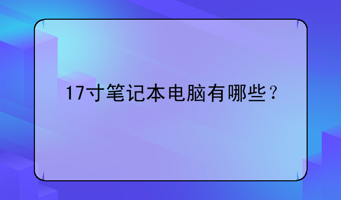 17寸笔记本电脑有哪些？