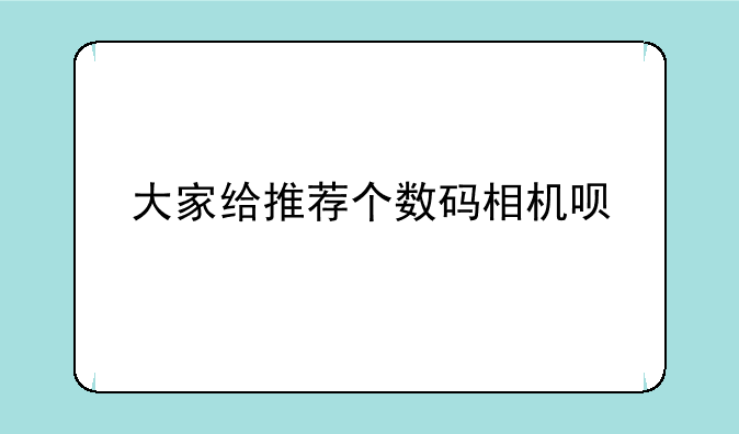 大家给推荐个数码相机呗