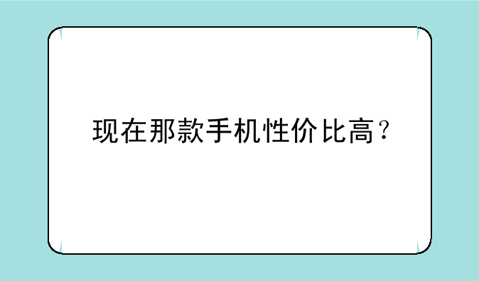 现在那款手机性价比高？