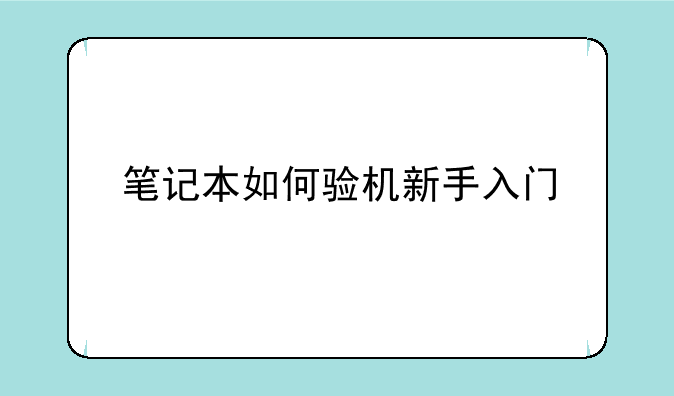 笔记本如何验机新手入门