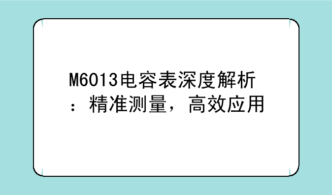 M6013电容表深度解析：精准测量，高效应用
