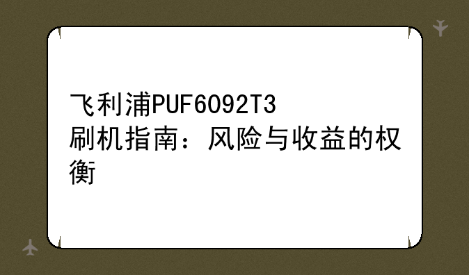 飞利浦PUF6092T3刷机指南：风险与收益的权衡