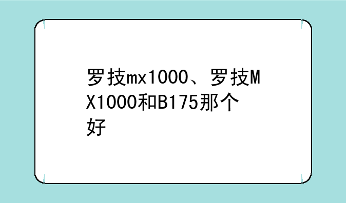 罗技mx1000、罗技MX1000和B175那个好