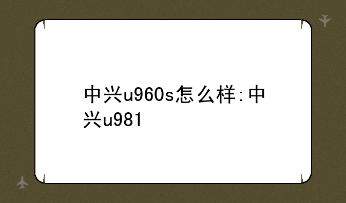 中兴u960s怎么样:中兴u981