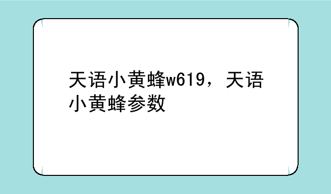 天语小黄蜂w619，天语小黄蜂参数