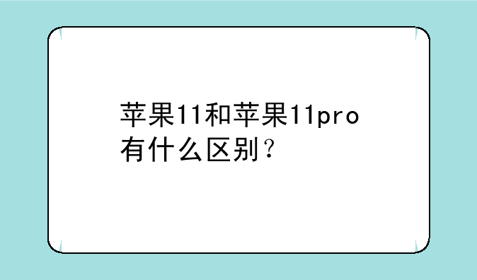 苹果11和苹果11pro有什么区别？